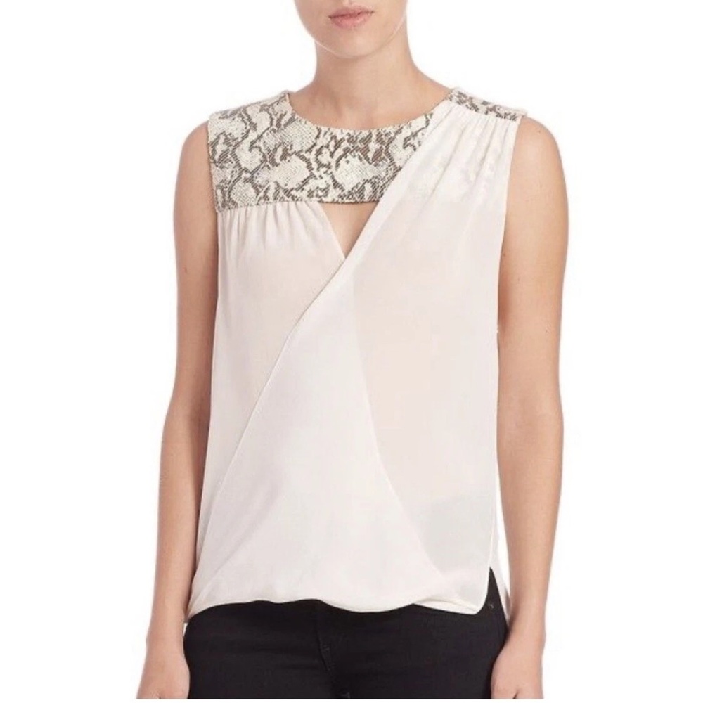 BAILEY/44 silk/leather sleeveless blouse